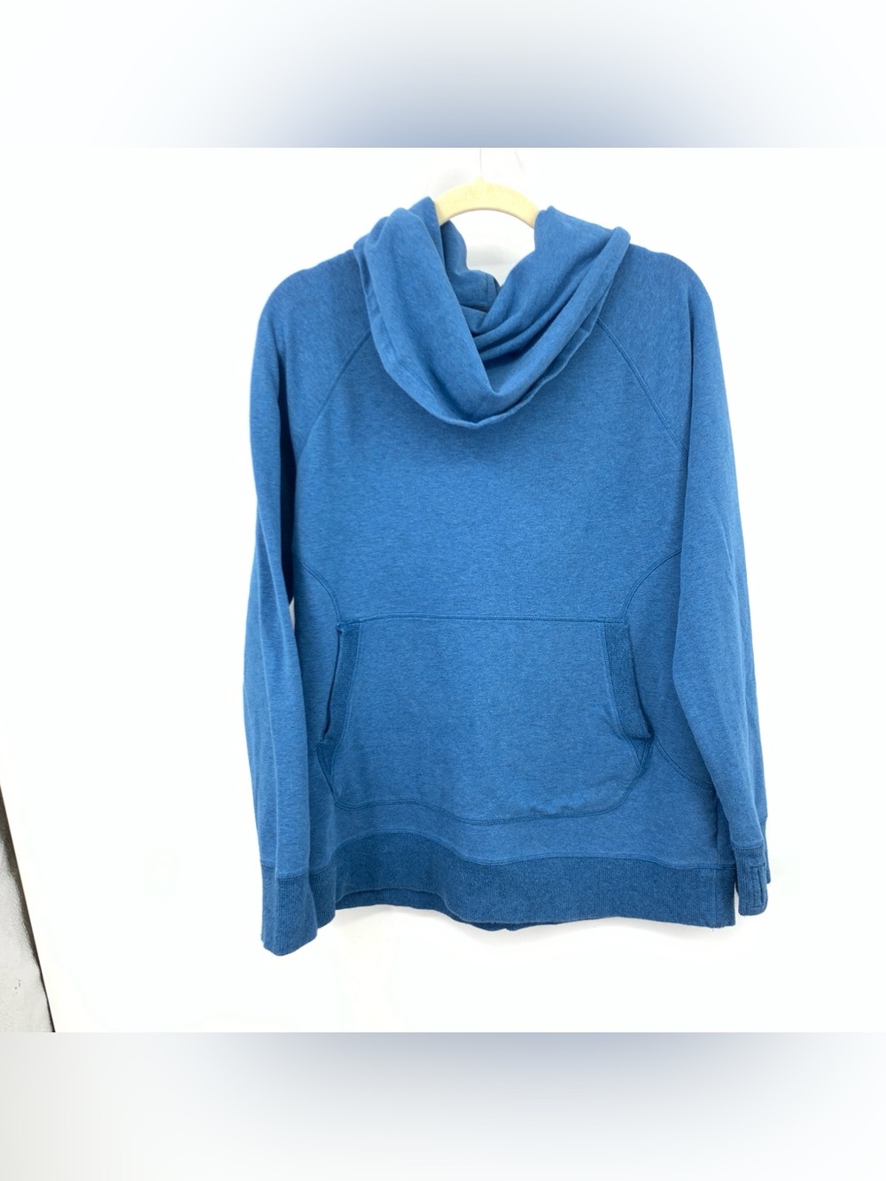 LL Bean Women Size XL Cozy Pullover Sweater Top Blue Cowl Neck Sweatshirt